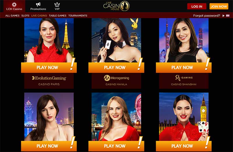 live Casino House features a diverse casino game lobby